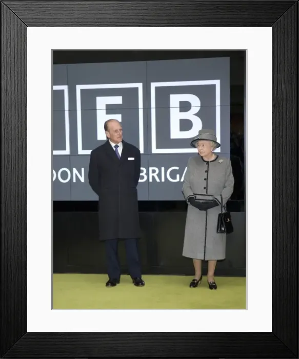 Framed Print : Queen Elizabeth II and Prince Philip at new LFB HQ Framed Print : Queen Elizabeth II and Prince Philip at new LFB HQ