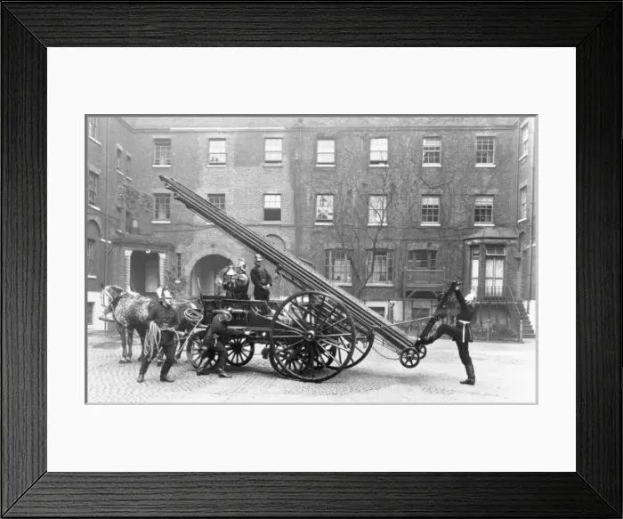 Framed Print : LCC-LFB horse drawn escape cart and ladder Framed Print : LCC-LFB horse drawn escape cart and ladder