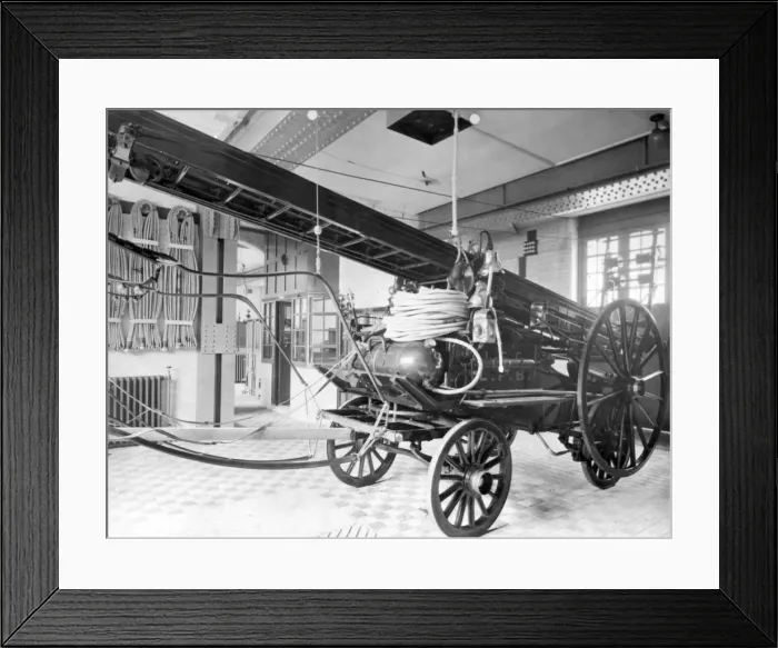Framed Print : LCC-LFB horse drawn escape cart and ladder Framed Print : LCC-LFB horse drawn escape cart and ladder