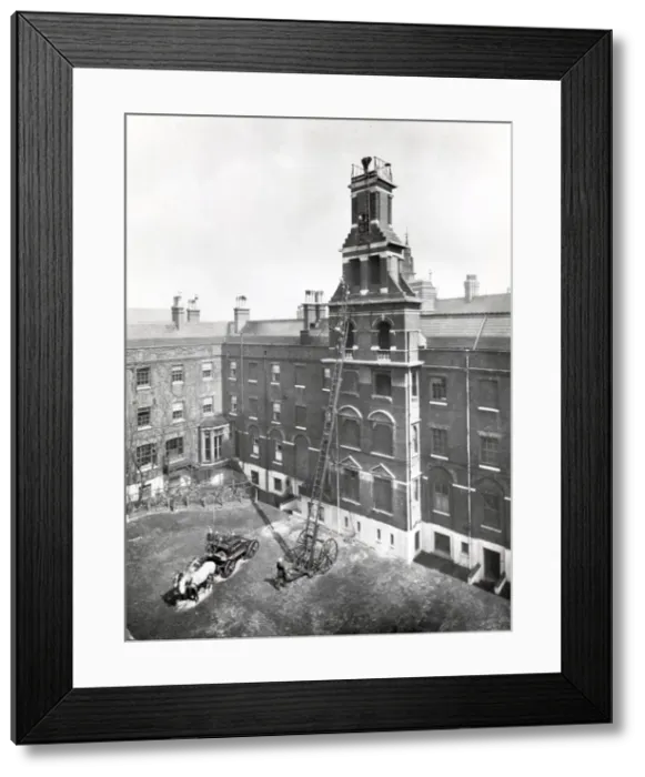 Framed Print : LCC- MFB horse drawn escape cart and ladder drill Framed Print : LCC- MFB horse drawn escape cart and ladder drill