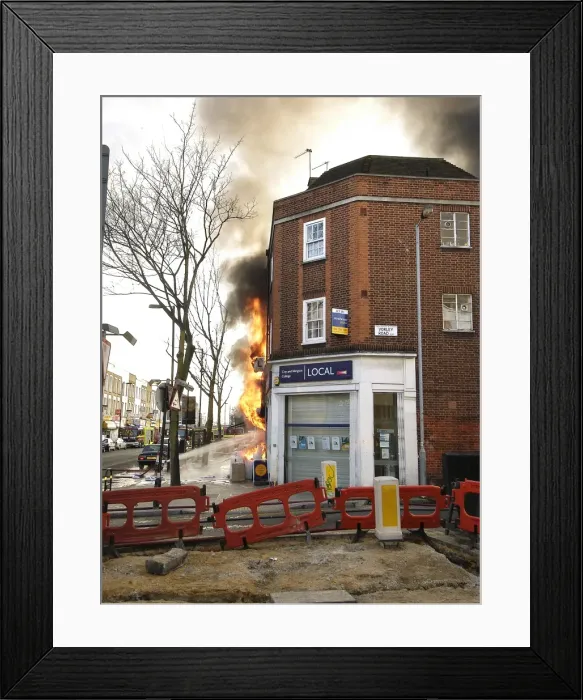 Framed Print : Firefighters at scene of commercial premises fire Framed Print : Firefighters at scene of commercial premises fire