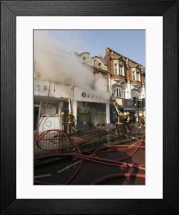 Framed Print : Firefighters at scene of fire in Ealing Framed Print : Firefighters at scene of fire in Ealing