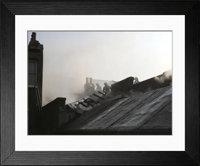 Framed Print : Firefighters at scene of fire in Ealing Framed Print : Firefighters at scene of fire in Ealing