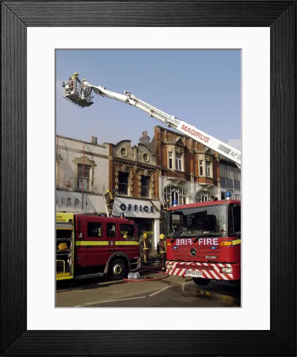 Framed Print : Firefighters at scene of fire in Ealing Framed Print : Firefighters at scene of fire in Ealing