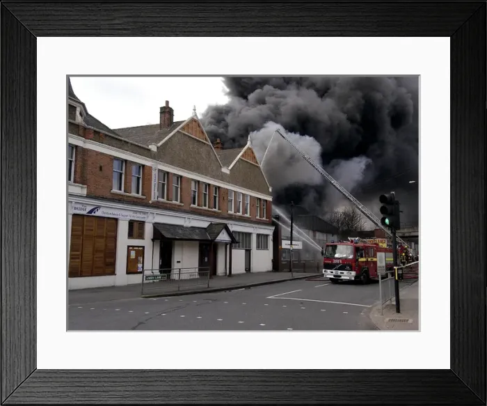 Framed Print : Scene of fire at commercial premises, Penge Framed Print : Scene of fire at commercial premises, Penge