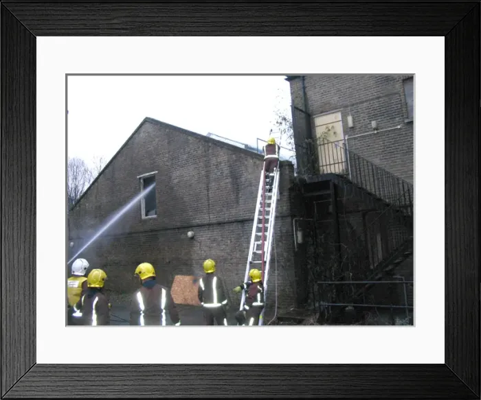 Framed Print : Firefighters at the scene of a warehouse fire, SE London Framed Print : Firefighters at the scene of a warehouse fire, SE London