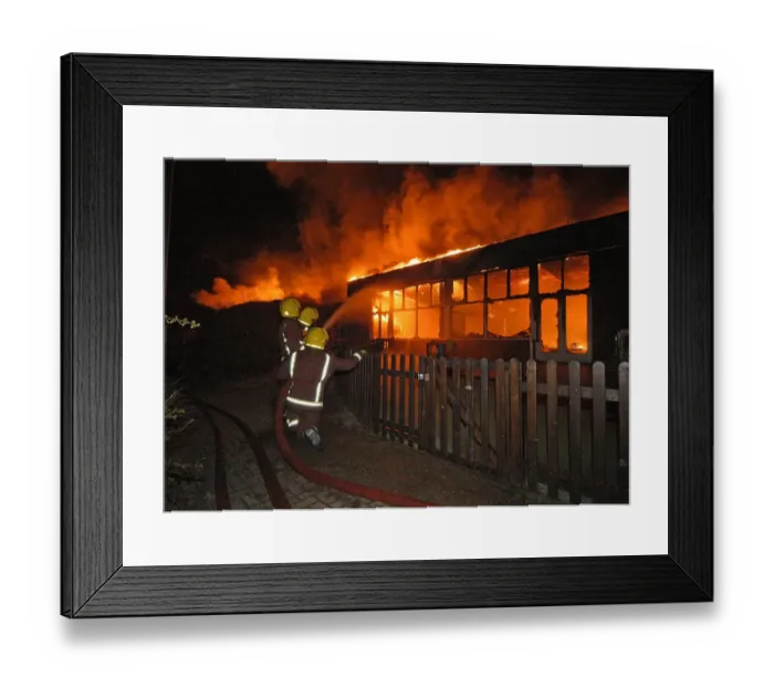 Framed Print : Firefighters at scene of fire at Riverside Drive, Chiswick Framed Print : Firefighters at scene of fire at Riverside Drive, Chiswick