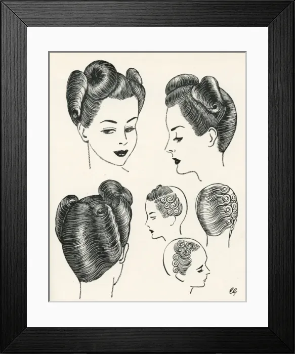 Framed Print : Forward movement hairstyle 1940s Framed Print : Forward movement hairstyle 1940s