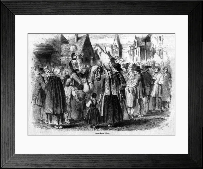 Framed Print : News announced to French villagers Framed Print : News announced to French villagers