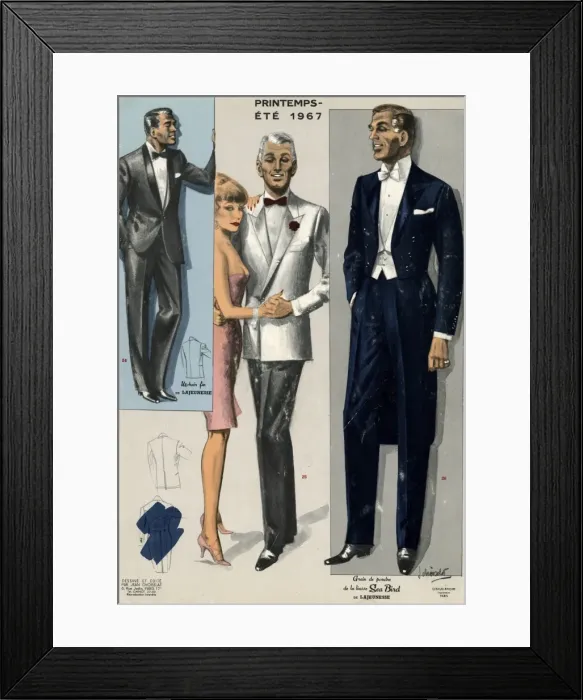 Framed Print : Mens eveing dress 1967 Framed Print : Mens eveing dress 1967