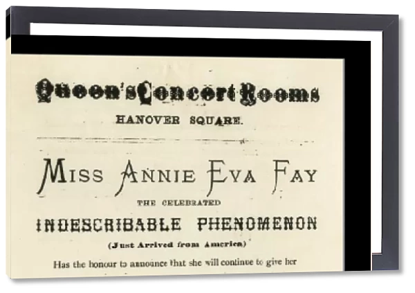 Annie Fay Poster. Poster for one of Fays first stage appearances in England