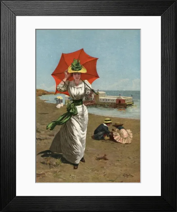 Framed Print : Lady on Beach 1894 Framed Print : Lady on Beach 1894