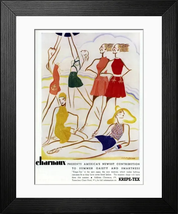 Framed Print : Advert for Charnaux womens beachwear 1935 Framed Print : Advert for Charnaux womens beachwear 1935