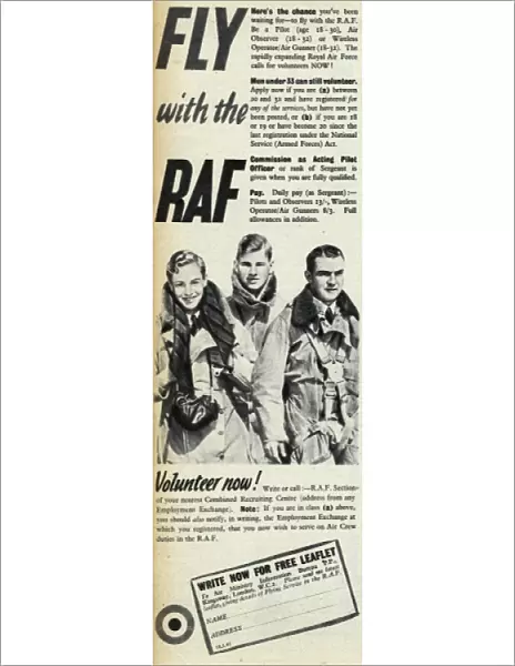 Advert for the recruitment of men for the RAF 1941
