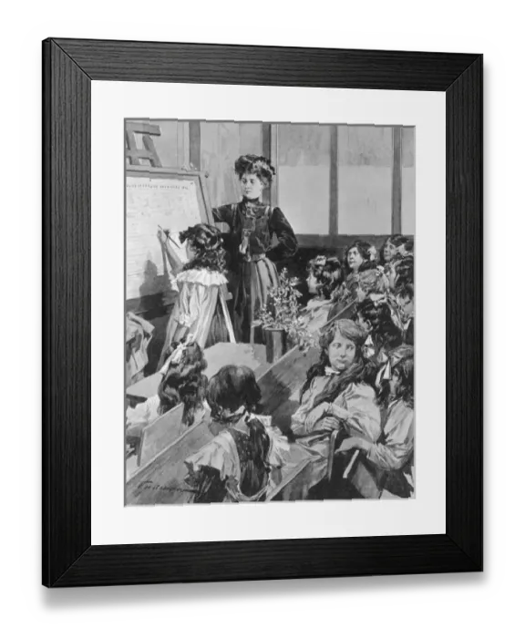 Framed Print : Girls in Class / Iln 1911 Framed Print : Girls in Class / Iln 1911