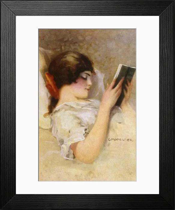 Framed Print : Girl Reads Green Book Framed Print : Girl Reads Green Book