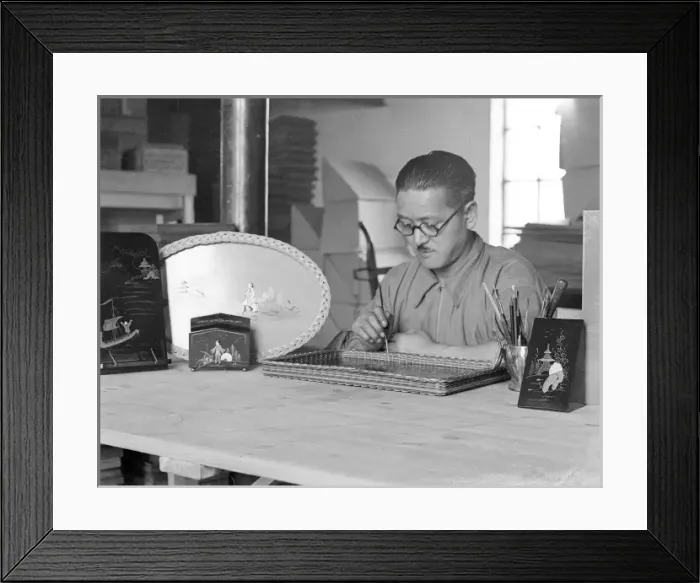 Framed Print : Blind Craftsman 1930S Framed Print : Blind Craftsman 1930S