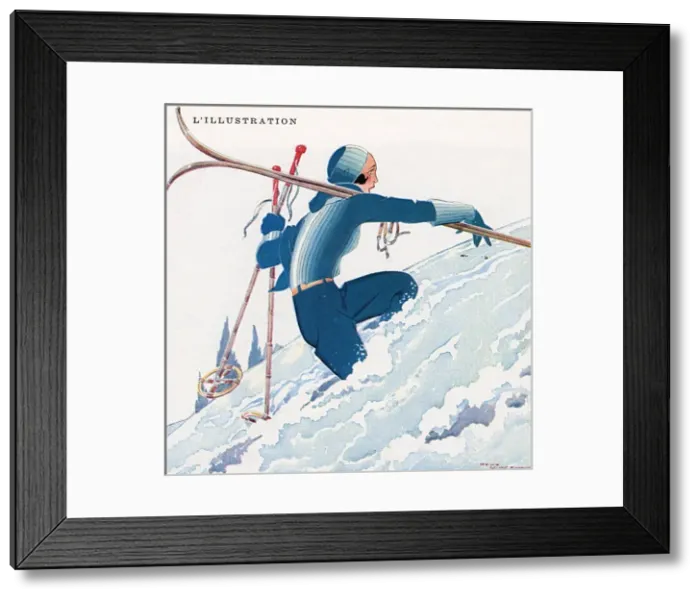 Framed Print : Climbing Ski Slope 1931 Framed Print : Climbing Ski Slope 1931