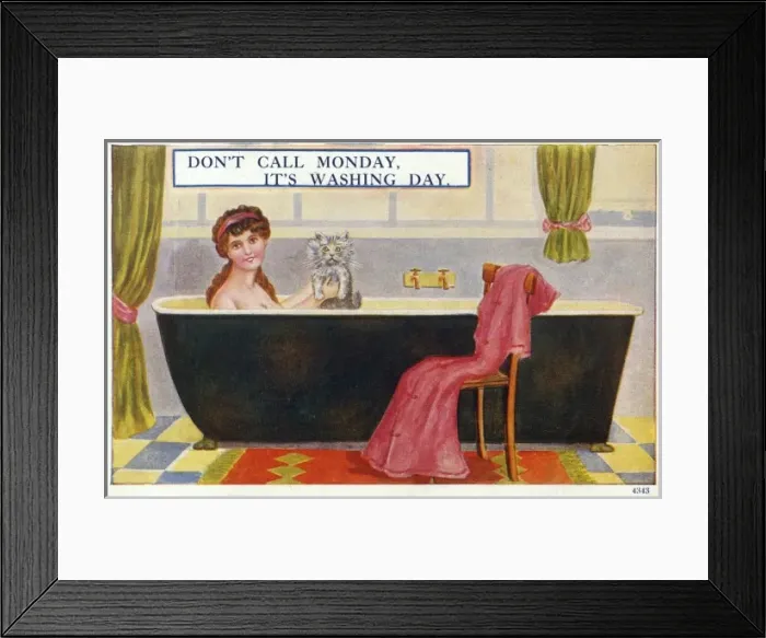 Framed Print : Lady in Bath with Cat Framed Print : Lady in Bath with Cat