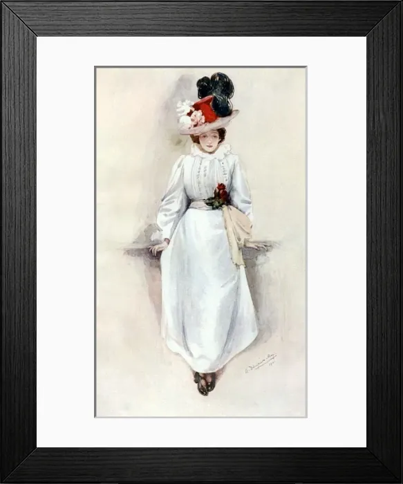 Framed Print : Female / White Dress 1902 Framed Print : Female / White Dress 1902