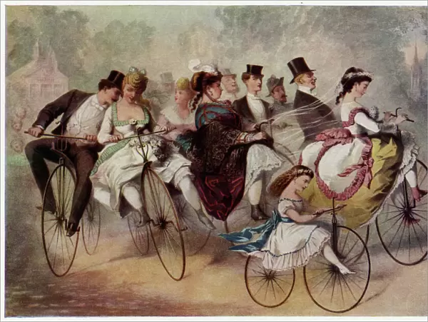 Wedding party on bicycles