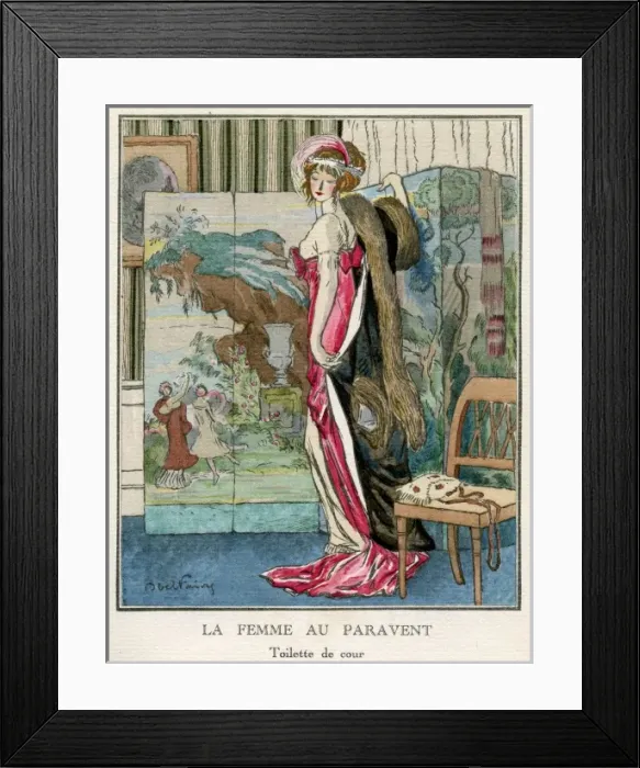 Framed Print : Pink Dress & Screen 1912 Framed Print : Pink Dress & Screen 1912