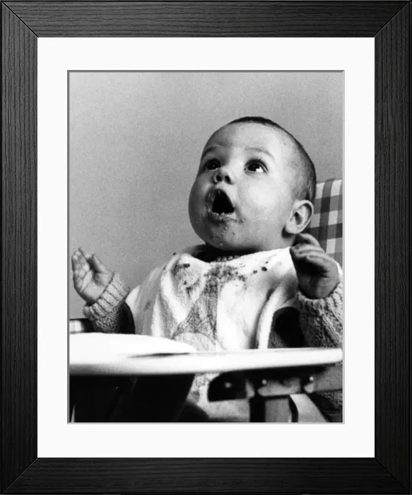 Framed Print : Baby in Highchair Framed Print : Baby in Highchair