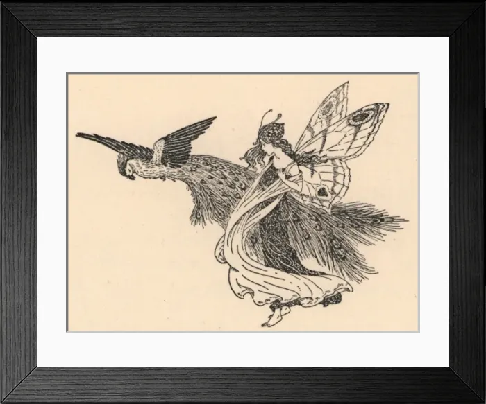 Framed Print : Fairy and peacock Framed Print : Fairy and peacock