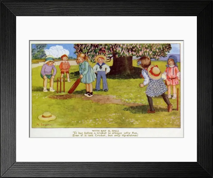 Framed Print : M Sowerby. With bat & ball Framed Print : M Sowerby. With bat & ball
