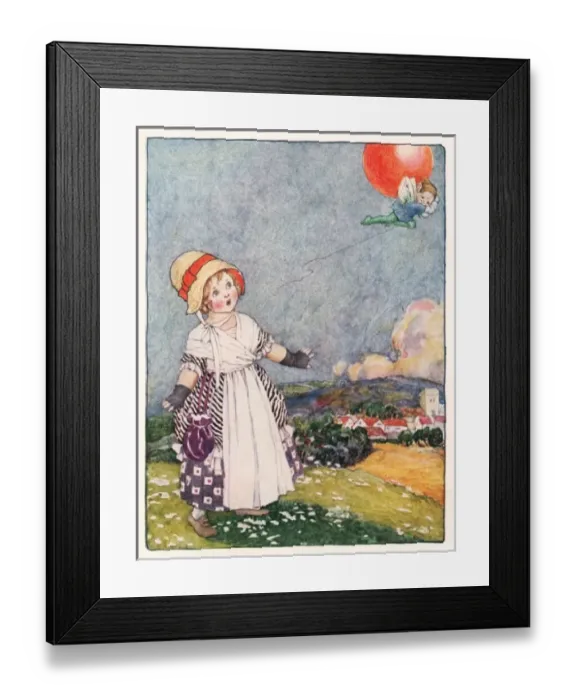 Framed Print : Millicent Sowerby. Flies off on balloon Framed Print : Millicent Sowerby. Flies off on balloon