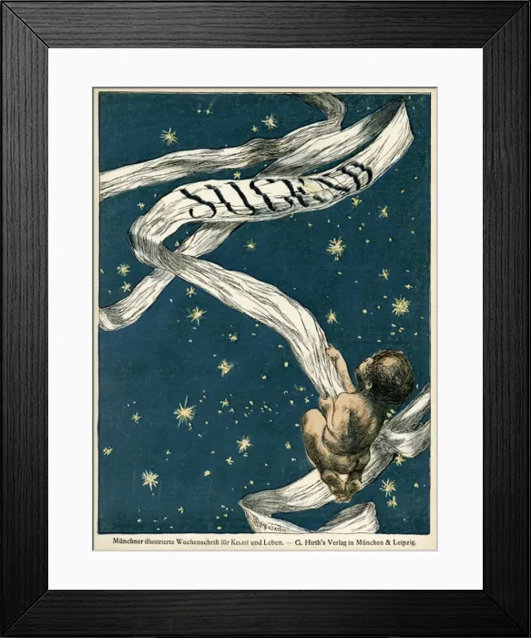Framed Print : Jugend front cover, cherub with stars Framed Print : Jugend front cover, cherub with stars