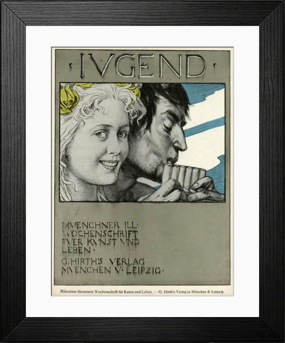 Framed Print : Jugend front cover, smiling woman with Pan Framed Print : Jugend front cover, smiling woman with Pan