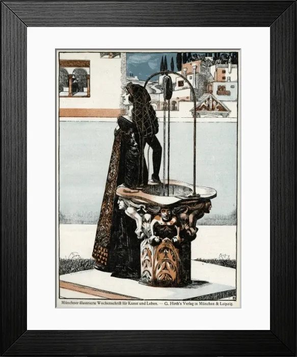 Framed Print : Jugend front cover, woman at a well Framed Print : Jugend front cover, woman at a well