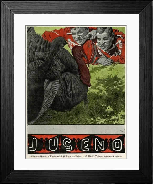 Framed Print : Jugend front cover, two soldiers with poultry Framed Print : Jugend front cover, two soldiers with poultry