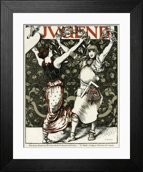 Framed Print : Jugend front cover, two young women dancing Framed Print : Jugend front cover, two young women dancing