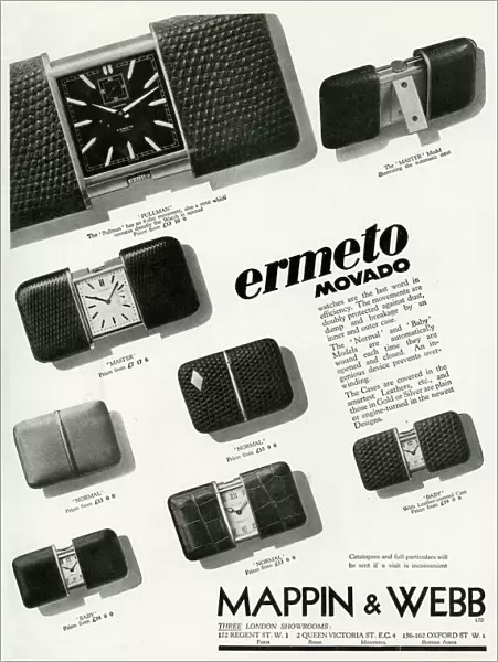Advert for Mappin & Webb Ermeto Movado pocket watch 1933