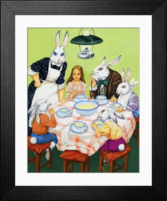 Framed Print : Taking tea with rabbits Framed Print : Taking tea with rabbits