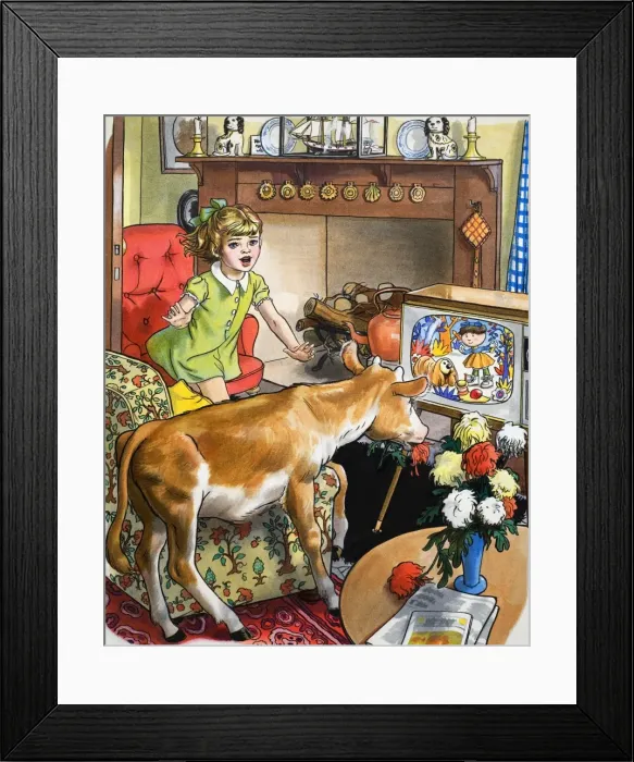 Framed Print : Cow watching the television Framed Print : Cow watching the television