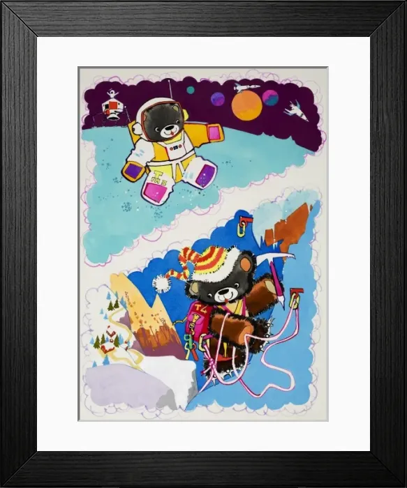 Framed Print : Teddies in Space and Climbing Framed Print : Teddies in Space and Climbing