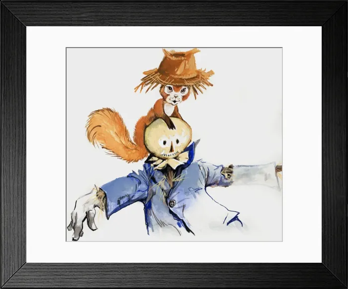 Framed Print : Squirrel on a scarecrow Framed Print : Squirrel on a scarecrow