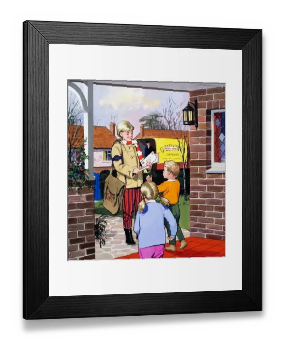 Framed Print : Post Girl delivering letters Framed Print : Post Girl delivering letters