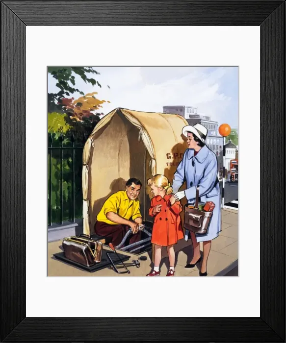 Framed Print : Telephone Repairs Man Framed Print : Telephone Repairs Man