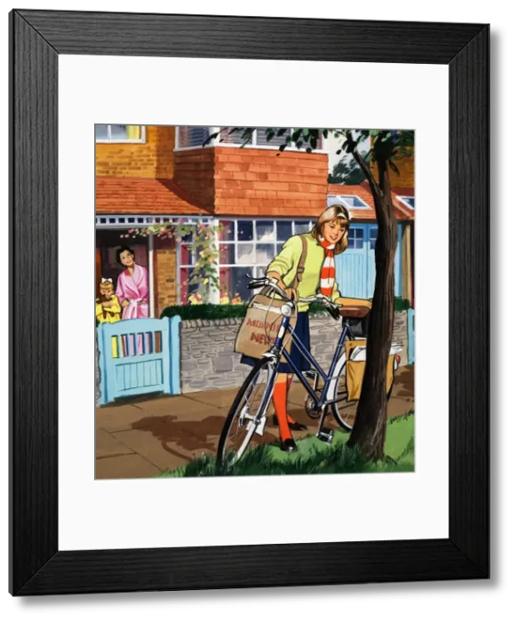Framed Print : Newspaper Girl Framed Print : Newspaper Girl