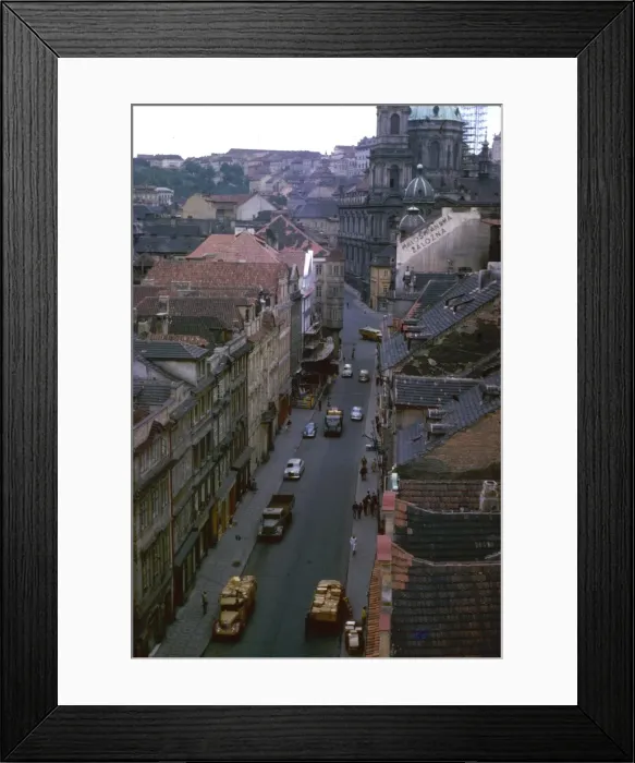 Framed Print : Aerial view of a street in an East European town Framed Print : Aerial view of a street in an East European town