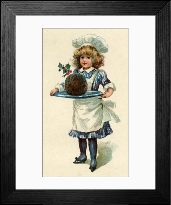 Framed Print : Anon Nister. Cook with xmas pud 1 Framed Print : Anon Nister. Cook with xmas pud 1