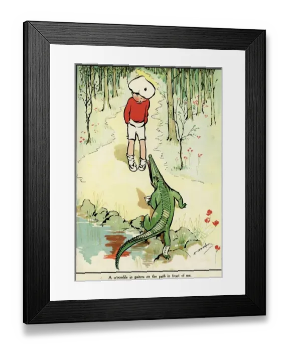 Framed Print : Confronting a crocodile Framed Print : Confronting a crocodile
