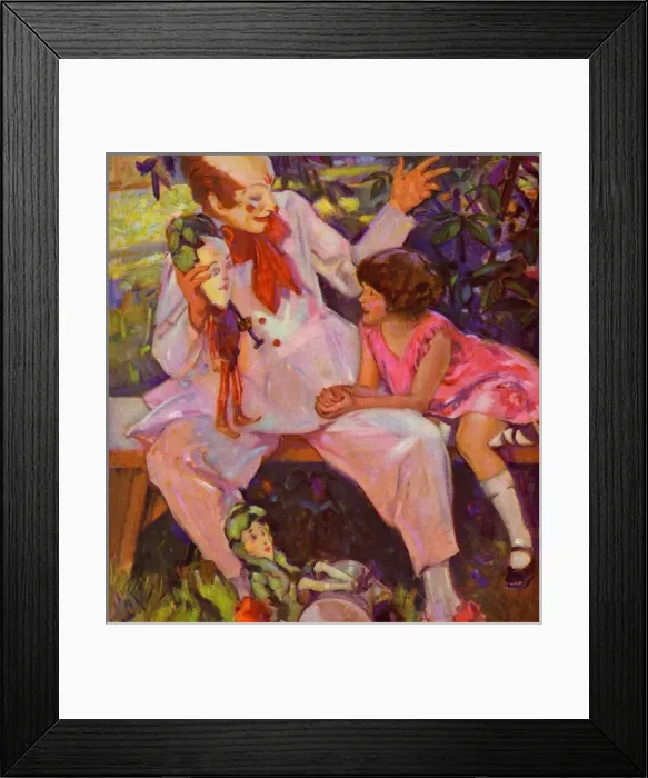 Framed Print : Del. Oct 28. Girl with clown Framed Print : Del. Oct 28. Girl with clown