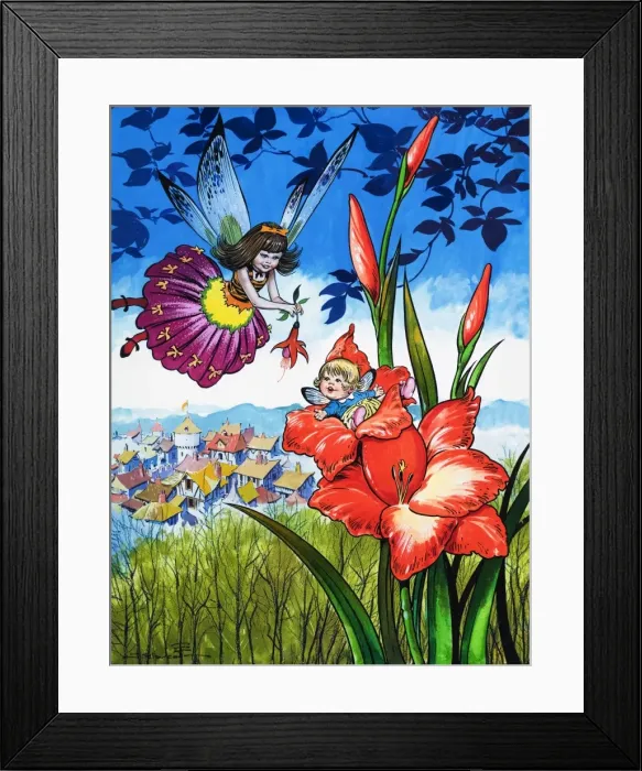 Framed Print : Baby fairy in a flower Framed Print : Baby fairy in a flower