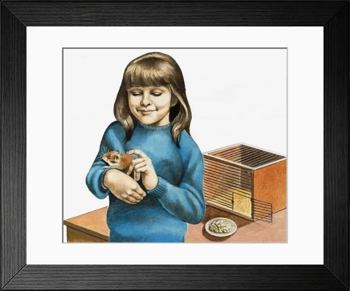 Framed Print : A Girl and Her Hamster Framed Print : A Girl and Her Hamster