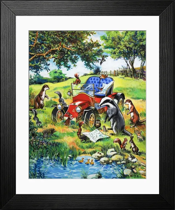 Framed Print : Woodland animals find an old car Framed Print : Woodland animals find an old car